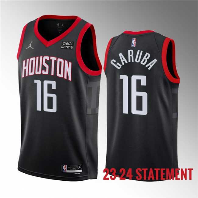 Men%27s Houston Rockets #16 Usman Garuba Black 2023 Statement Edition Stitched Basketball Jersey Dzhi->houston rockets->NBA Jersey